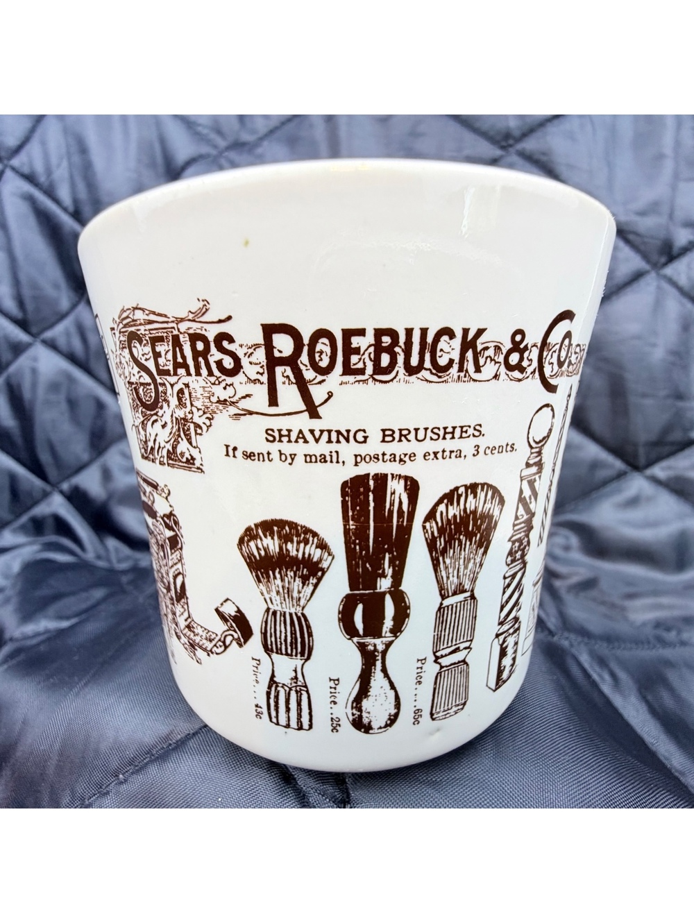 Vintage Sears Roebuck 1906 Catalog Shaving Mug Milk Glass Barber Razors